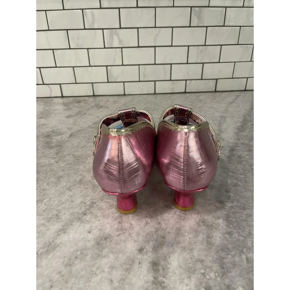 Irregular Choice Pink Purple Shimmer Mary Jane Heels with Blue Glitter Bows